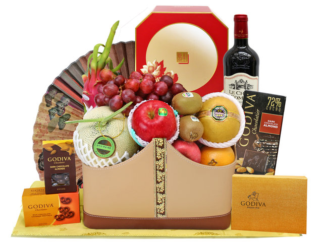 Mid-Autumn Gift Hamper - Mid Autumn Peninsula Moon Cake With Luxury Godiva Chocolate Fruit Hamper  FH105 - L76607524 Photo